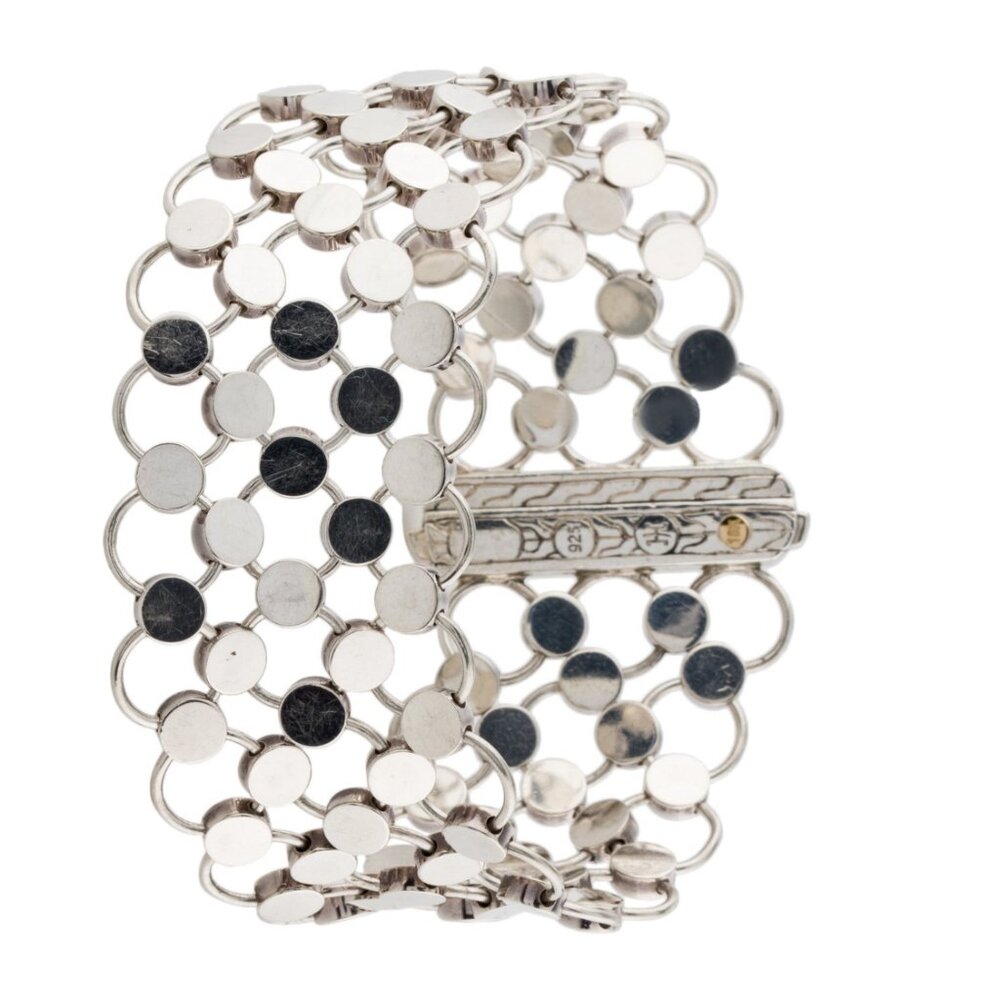 JOHN HARDY TWO-TONE STERLING SILVER & 18K YELLOW GOLD DOT CHAIN MAIL BRACELET - Picture 2 of 6